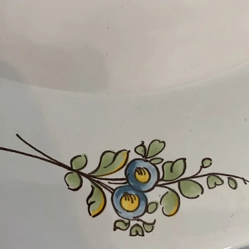 SP France Porcelain Bird In Flower Basket Foterie a la Chapelle des Gots Plate